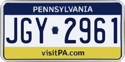 PA license plate JGY2961