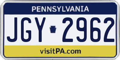 PA license plate JGY2962