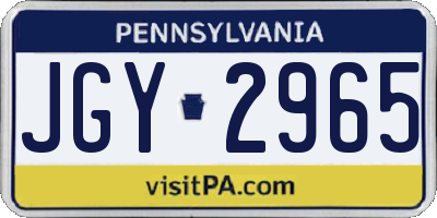 PA license plate JGY2965