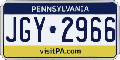 PA license plate JGY2966