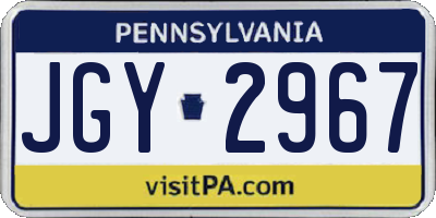 PA license plate JGY2967