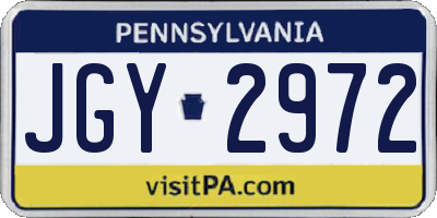 PA license plate JGY2972