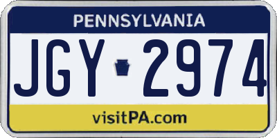 PA license plate JGY2974