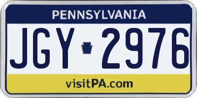 PA license plate JGY2976