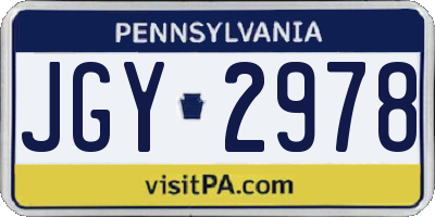 PA license plate JGY2978