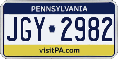 PA license plate JGY2982