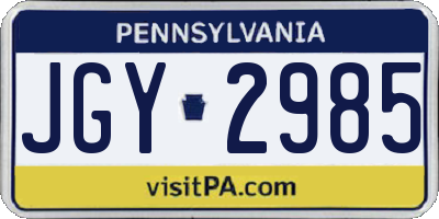PA license plate JGY2985