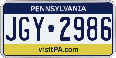 PA license plate JGY2986