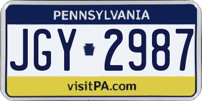 PA license plate JGY2987