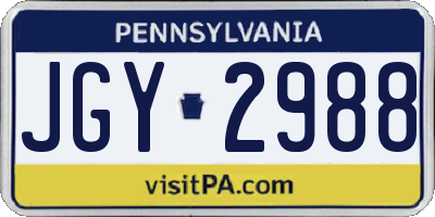 PA license plate JGY2988