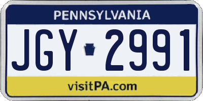 PA license plate JGY2991