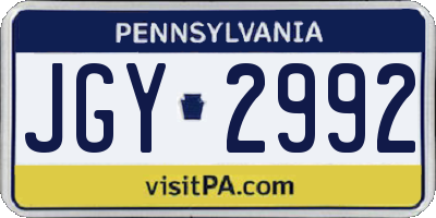 PA license plate JGY2992