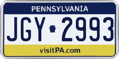 PA license plate JGY2993