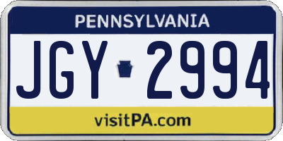 PA license plate JGY2994