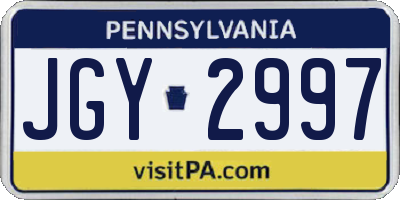 PA license plate JGY2997