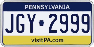 PA license plate JGY2999