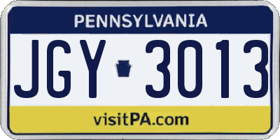 PA license plate JGY3013