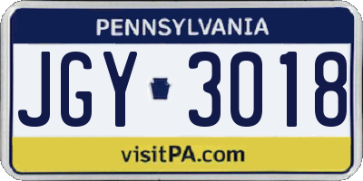 PA license plate JGY3018