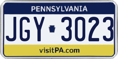 PA license plate JGY3023