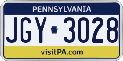 PA license plate JGY3028