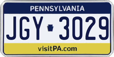 PA license plate JGY3029