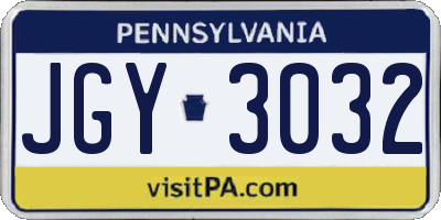PA license plate JGY3032