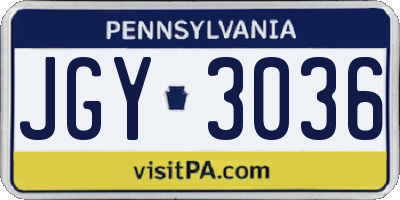 PA license plate JGY3036