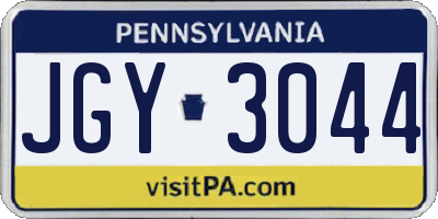 PA license plate JGY3044