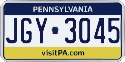 PA license plate JGY3045