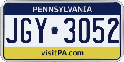 PA license plate JGY3052