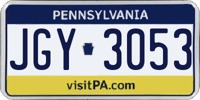PA license plate JGY3053
