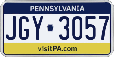 PA license plate JGY3057