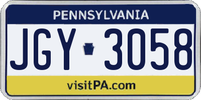PA license plate JGY3058
