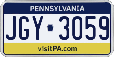 PA license plate JGY3059