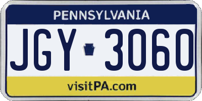 PA license plate JGY3060