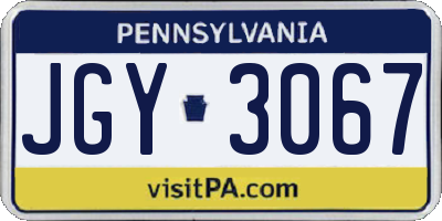 PA license plate JGY3067