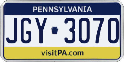 PA license plate JGY3070