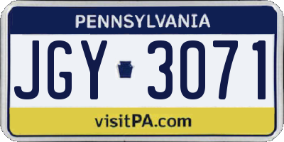 PA license plate JGY3071