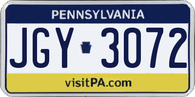 PA license plate JGY3072
