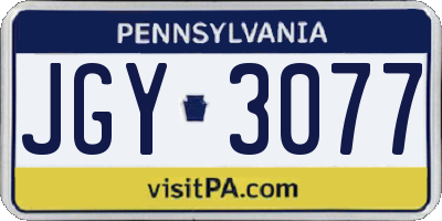 PA license plate JGY3077