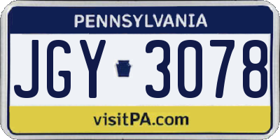 PA license plate JGY3078