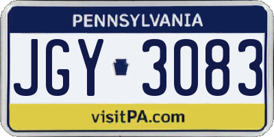 PA license plate JGY3083