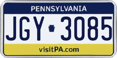 PA license plate JGY3085