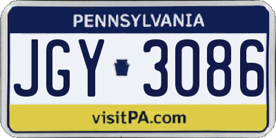 PA license plate JGY3086