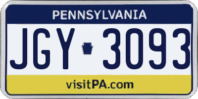 PA license plate JGY3093