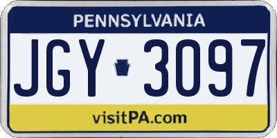 PA license plate JGY3097
