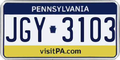 PA license plate JGY3103
