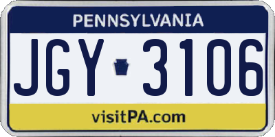 PA license plate JGY3106