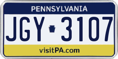 PA license plate JGY3107