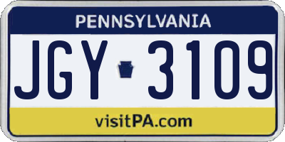 PA license plate JGY3109
